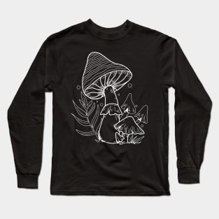 Mushroom Sprouts In Nature Line Art Design Long Sleeve T-Shirt